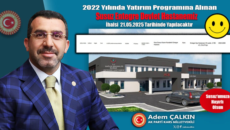 Kars Milletvekili Adem Çalkın: “Susuz ilçesi modern sağlık tesisine kavuşuyor” – Birlik Haber Ajansı